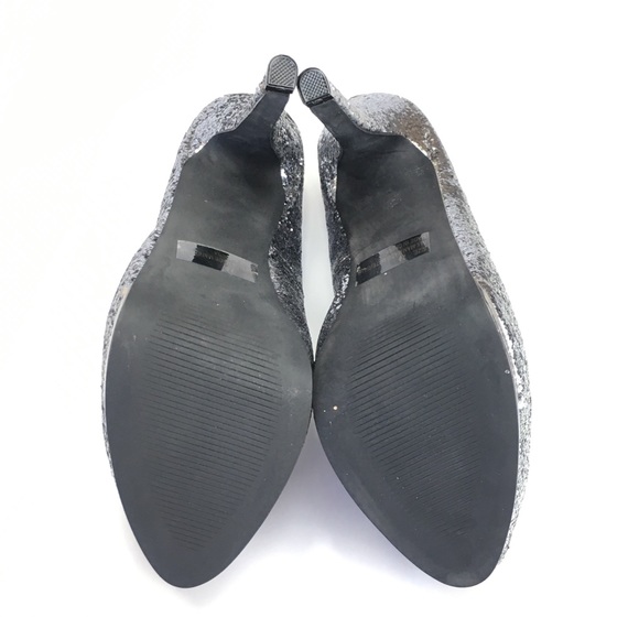 Pewter Gray Glitter Peep Toe Pumps 7.5 - Picture 3 of 7